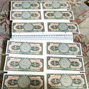X19 -1952-61 Banco De Mexico Notes Paper Money Mayan Calendar